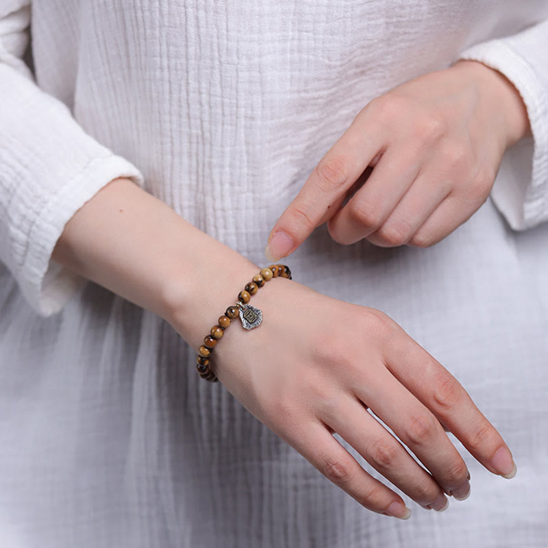 Nimara Ritual 925 Sterling Silver Natural Golden Sea Willow Zakiram Goddess of Wealth Lucky fortune Fu Character Success Bracelet