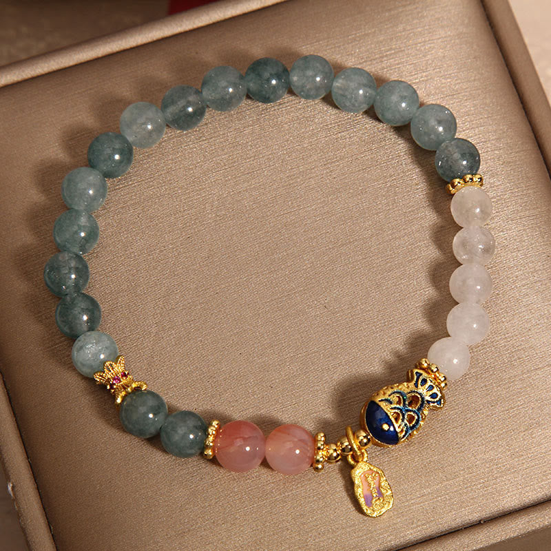 Nimara Ritual Jade Yanyuan Agate White Jade Koi Fish Scripture Charm Luck Bracelet