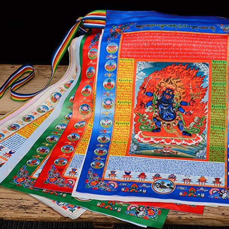 Nimara Ritual Tibetan 10 Colors Windhorse Buddha Healing Auspicious Outdoor Prayer Flag