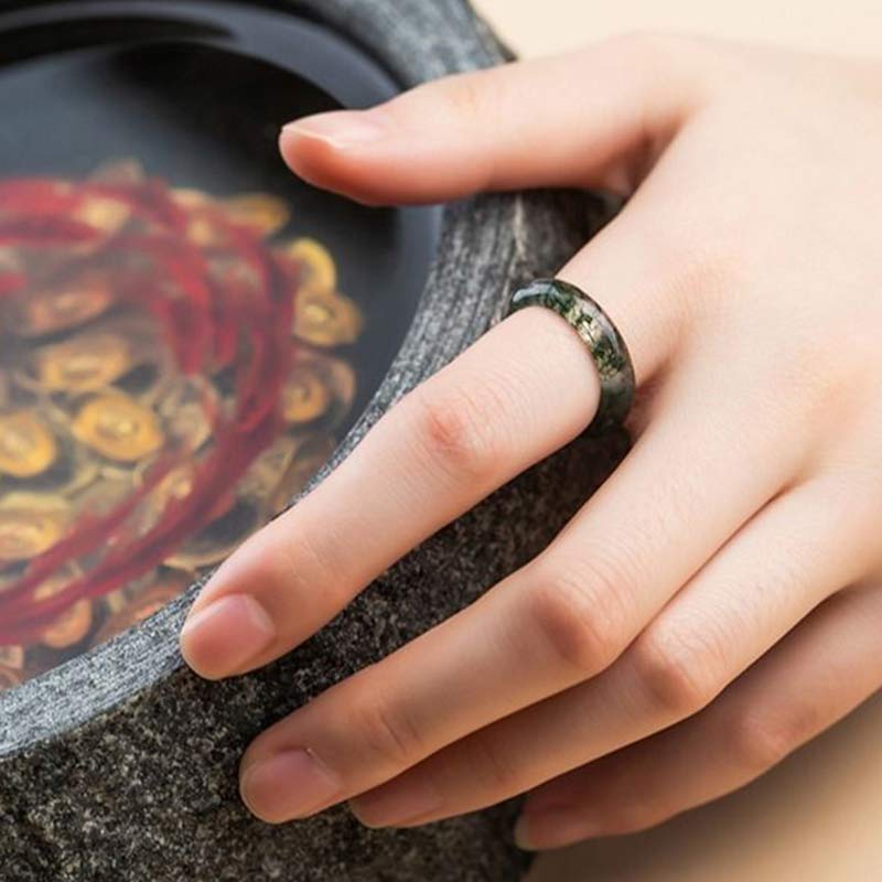 Nimara Ritual Moss Agate Healing Balance Ring