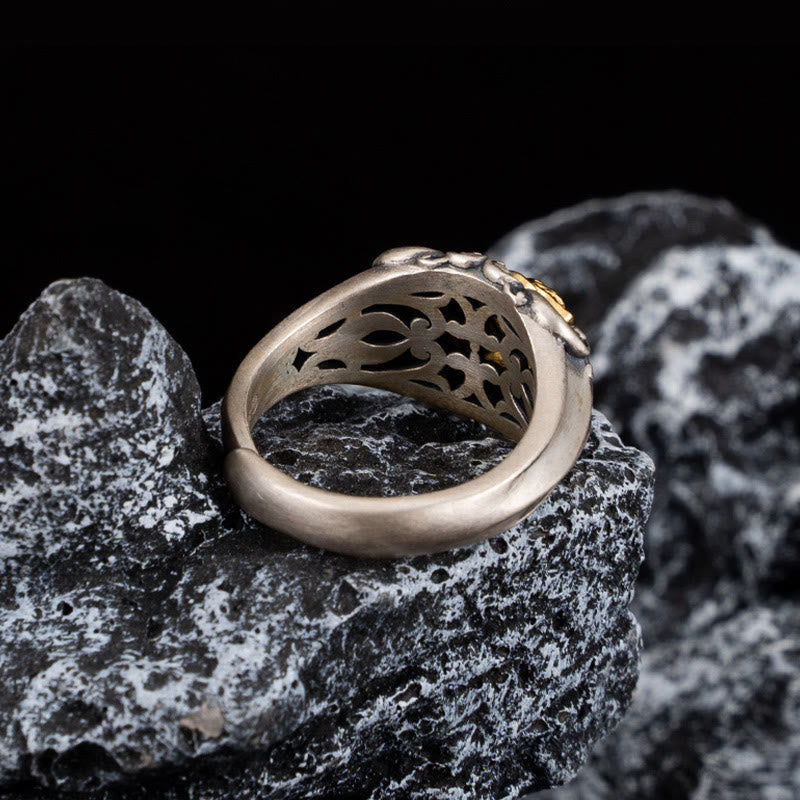 Nimara Ritual 925 Sterling Silver Tibetan Skull Protection Adjustable Ring