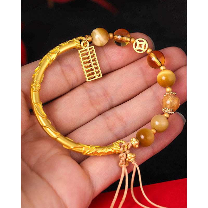 Nimara Ritual Natural Tiger Eye Citrine Abacus Charm Protection Bracelet