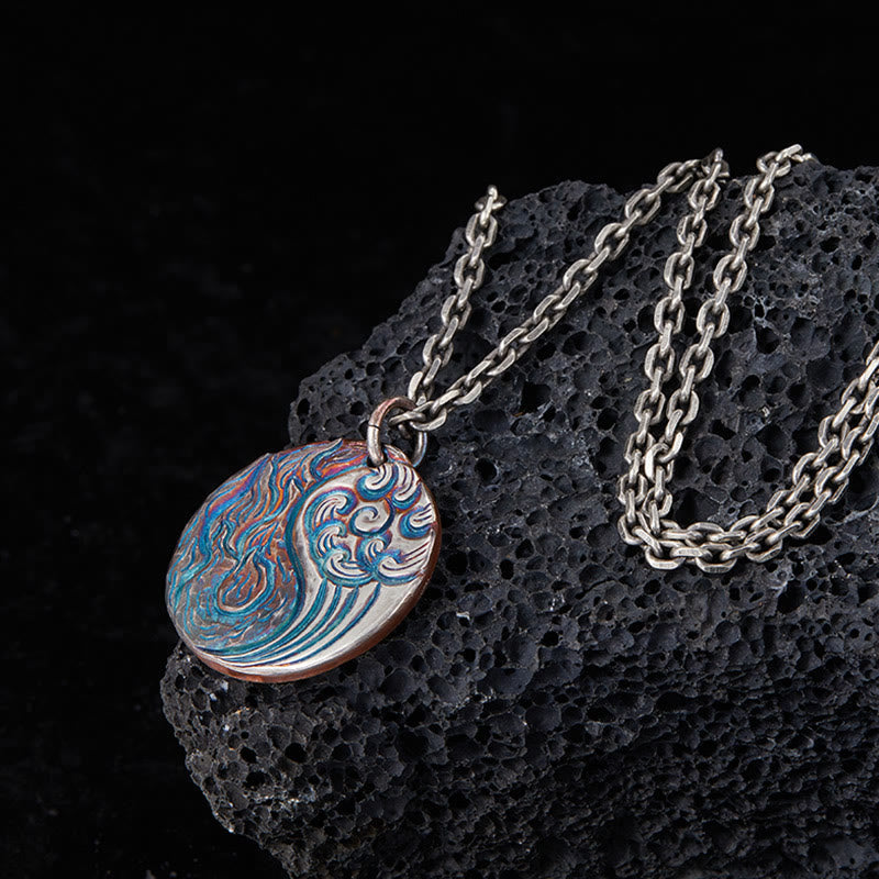Nimara Ritual 990 Sterling Silver Yin Yang Water and Fire Balance Necklace Pendant