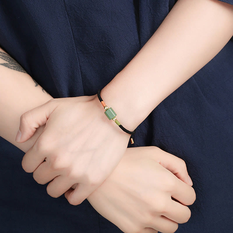 Nimara Ritual Tibet Handmade Green Aventurine Red Stone Malachite Luck Protection Braided Rope Bracelet