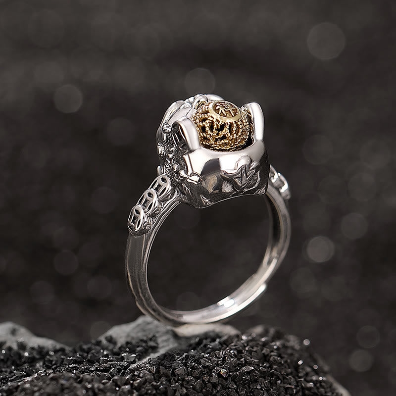 Nimara Ritual 925 Sterling Silver PiXiu Copper Coin Wealth Adjustable Ring