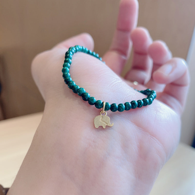 Nimara Ritual Natural Malachite Elephant Anti-Anxiety Charm Bracelet
