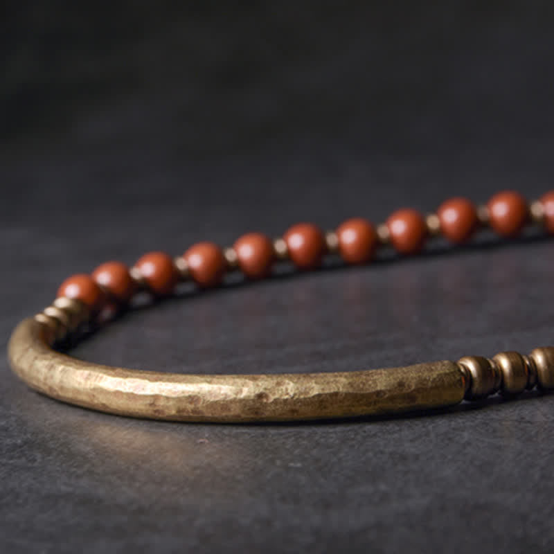 Nimara Ritual Red Jasper Moss Agate Black Obsidian Crystal Copper Peace Couple Bracelet