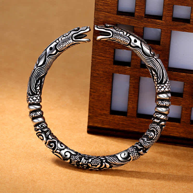 Nimara Ritual Dragon Head Carved Luck Bracelet Bangle