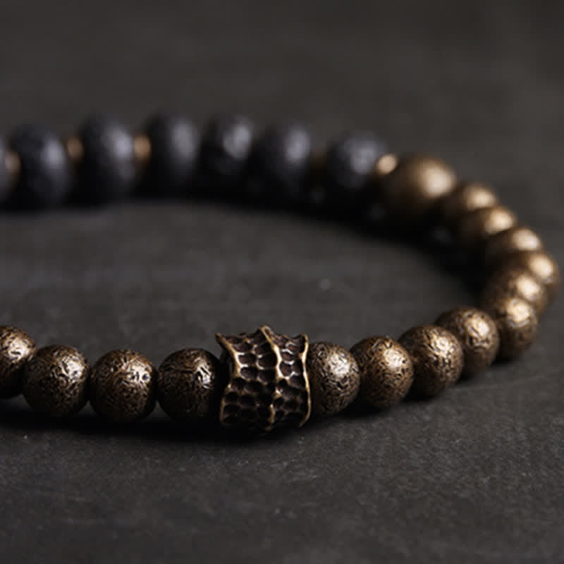 Nimara Ritual Lava Rock Stone Copper Balance Cuff Bracelet Bangle