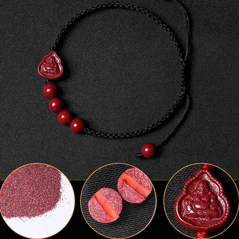 Nimara Ritual Laughing Buddha Avalokitesvara Cinnabar Blessing String Bracelet