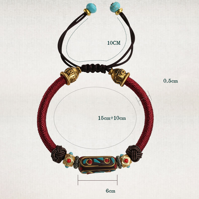 Nimara Ritual Handmade Tibetan Turquoise Om Mani Padme Hum Strength Braided Bracelet