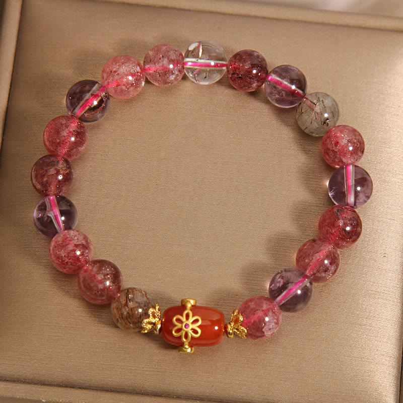 Nimara Ritual Natural Super Seven Crystal Red Agate Positivity Bracelet