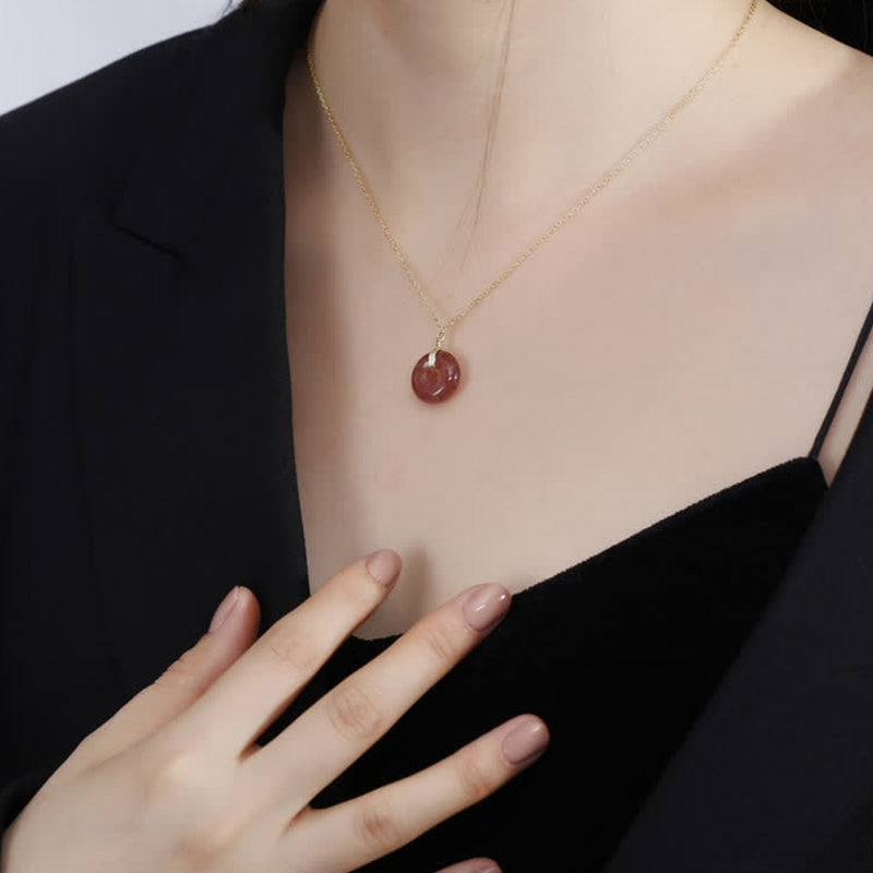 Nimara Ritual 925 Sterling Silver Strawberry Quartz Healing Positive Necklace