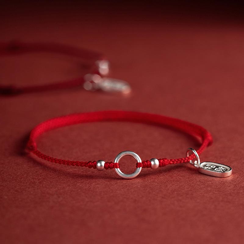 Nimara Ritual 925 Sterling Silver Lucky Fortune Peace Joy Lotus Peace Buckle Red String Bracelet