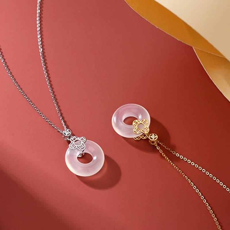 Nimara Ritual 925 Sterling Silver Chalcedony Coin Peace Buckle Positive Necklace Pendant
