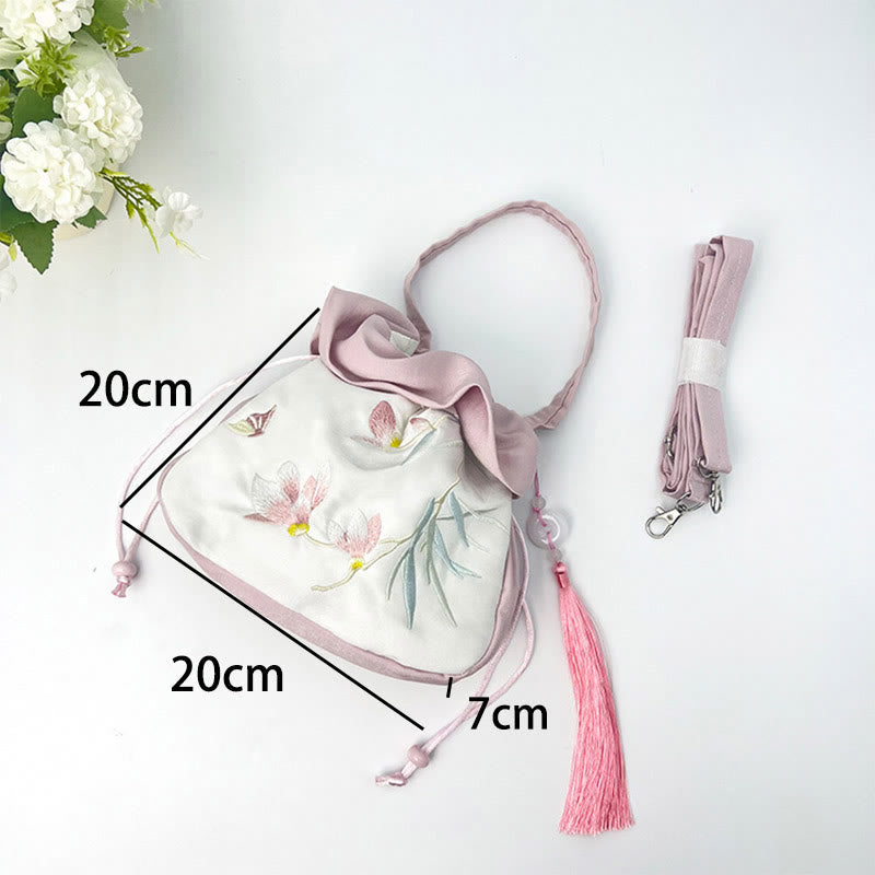 Nimara Ritual Suzhou Embroidery Camellia Magnolia Peony Lotus Silk Tote Crossbody Bag Shoulder Bag Handbag