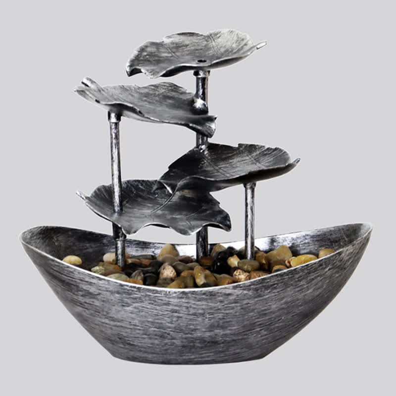 Nimara Ritual Lotus Leaf Shaped Waterfall Fountain Tabletop Ornaments With LED Light Home Office Desktop Decoration
