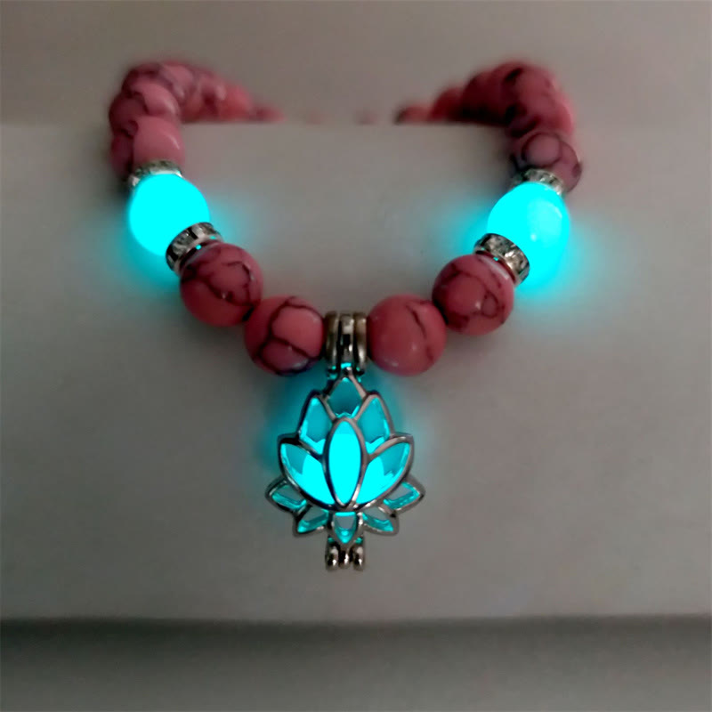 Nimara Ritual Tibetan Turquoise Glowstone Luminous Bead Lotus Protection Bracelet