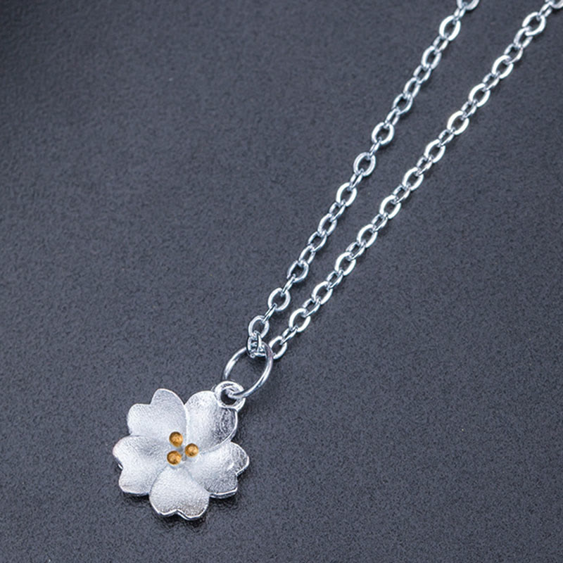 Nimara Ritual 925 Sterling Silver Cherry Blossom Flower Blessing Necklace Pendant
