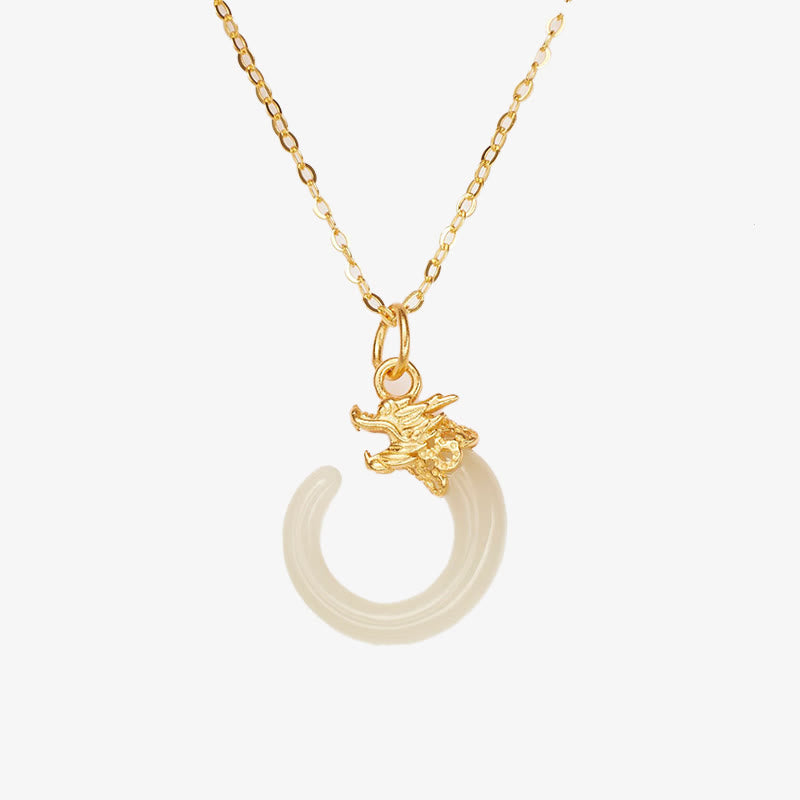 Nimara Ritual 925 Sterling Silver Year Of The Dragon Natural Hetian Jade Luck Strength Necklace Pendant
