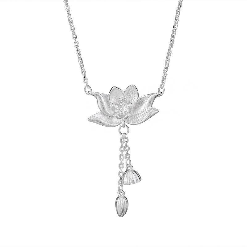 Nimara Ritual 999 Sterling Silver Lotus Flower Pod Carved Enlightenment Necklace Pendant