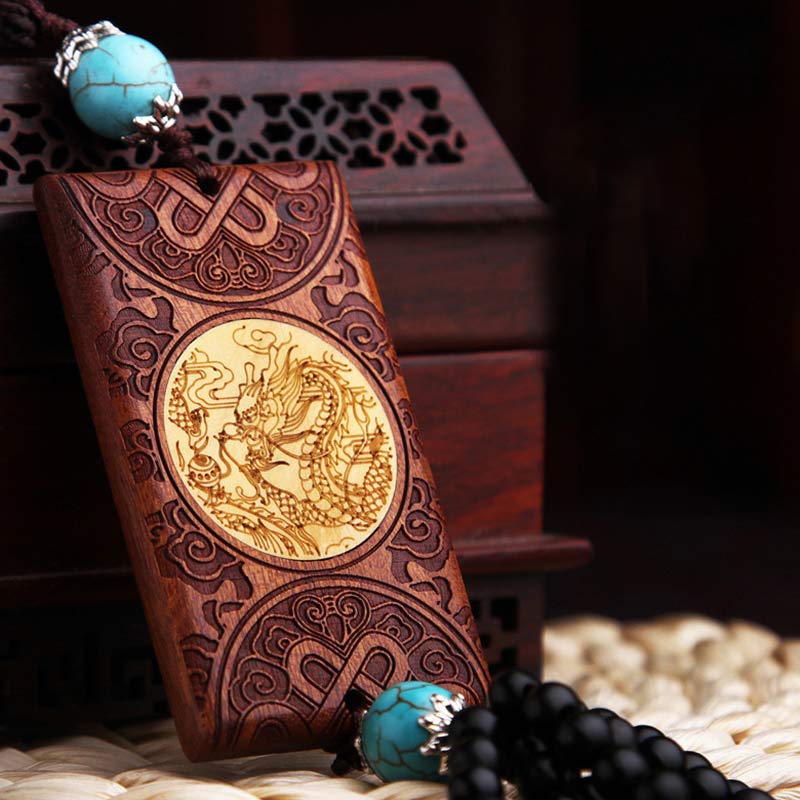 Nimara Ritual Tibetan Rosewood Boxwood Dragon Cure Courage Car Decoration