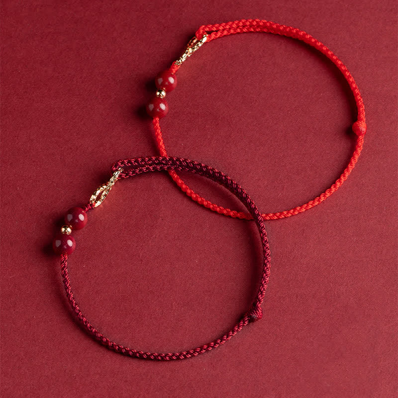 Nimara Ritual Cinnabar Blessing Red String Golden Infinity Symbol Bracelet Anklet
