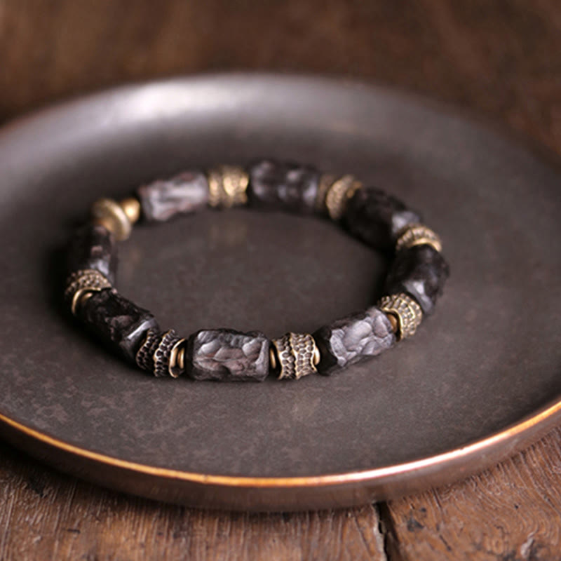 Nimara Ritual Tibetan Ebony Wood Copper Calm Peace Bracelet