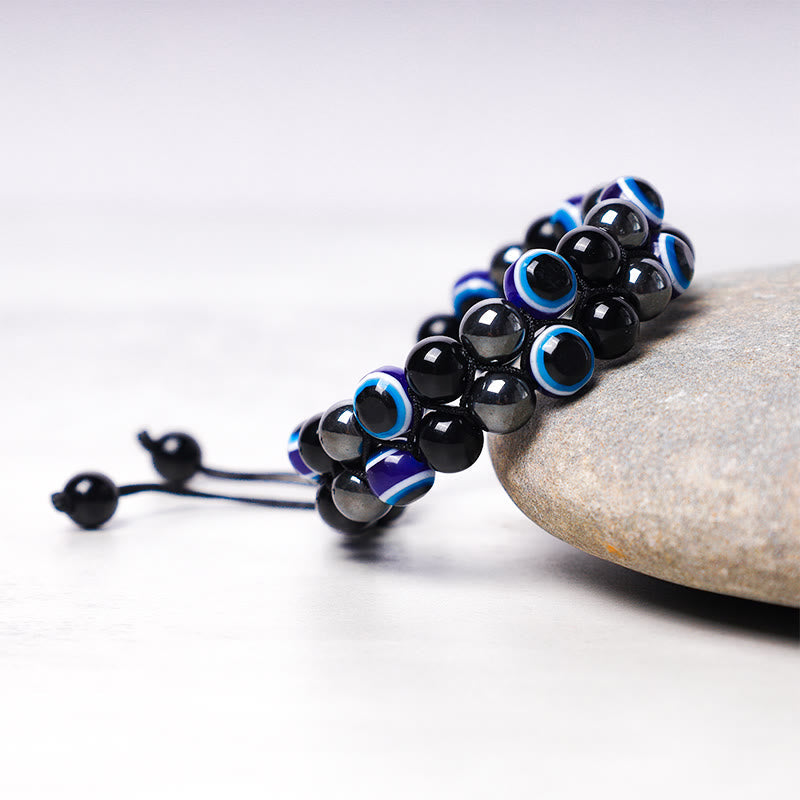 Nimara Ritual Evil Eye Hematite Tiger Eye Protection Beaded Bracelet