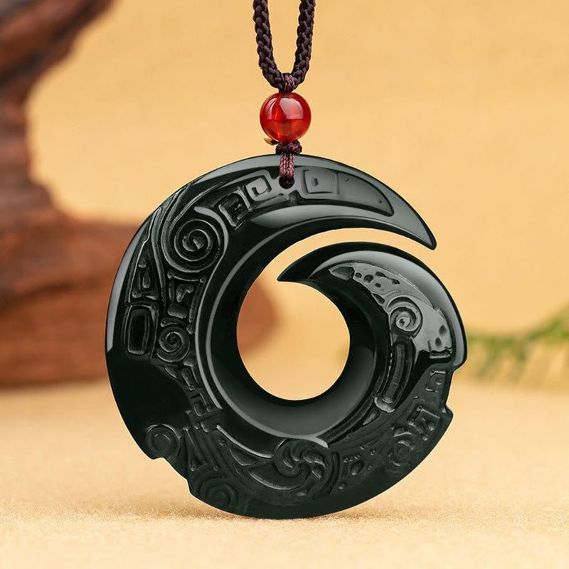 Nimara Ritual One's Luck Improves Design Patern Natural Hetian Cyan Jade Success Necklace Pendant