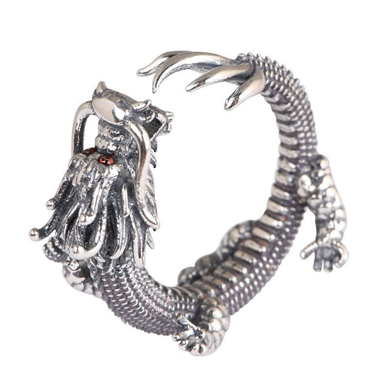 Nimara Ritual 925 Sterling Silver Dragon Luck Protection Ring