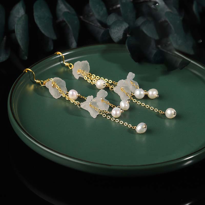 Nimara Ritual Pearl Flower Petals Luck Drop Earrings