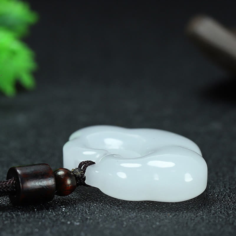 Nimara Ritual Tianshan Jade Golden Silk Jade Chinese Lock Charm Abundance Necklace Pendant