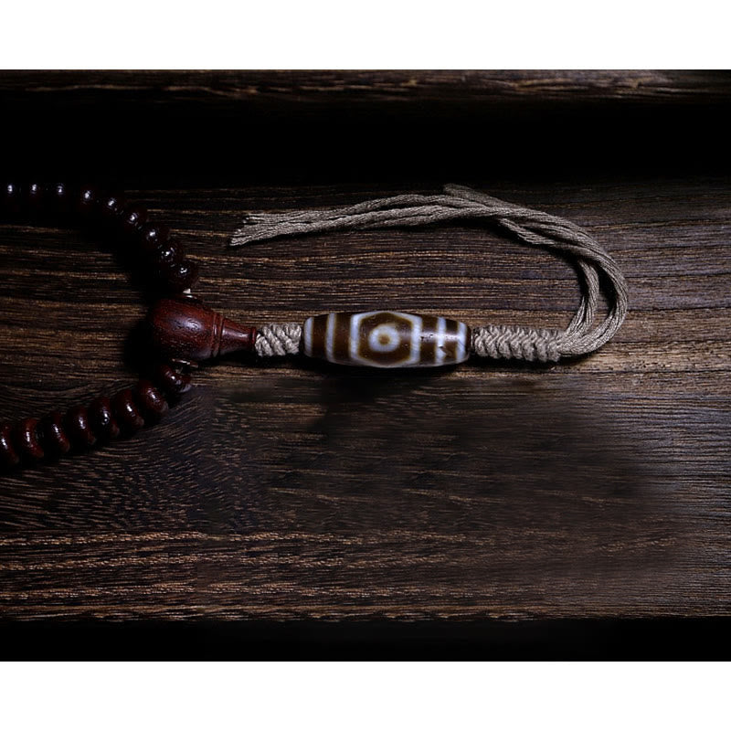 Nimara Ritual Natural Tibet 108 Mala Beads Purple Bodhi Seed Three-eyed Dzi Bead Copper Dorje Harmony Bracelet