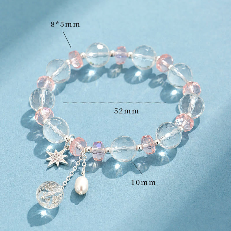Nimara Ritual White Crystal Pink Crystal Protection Star Charm Bracelet