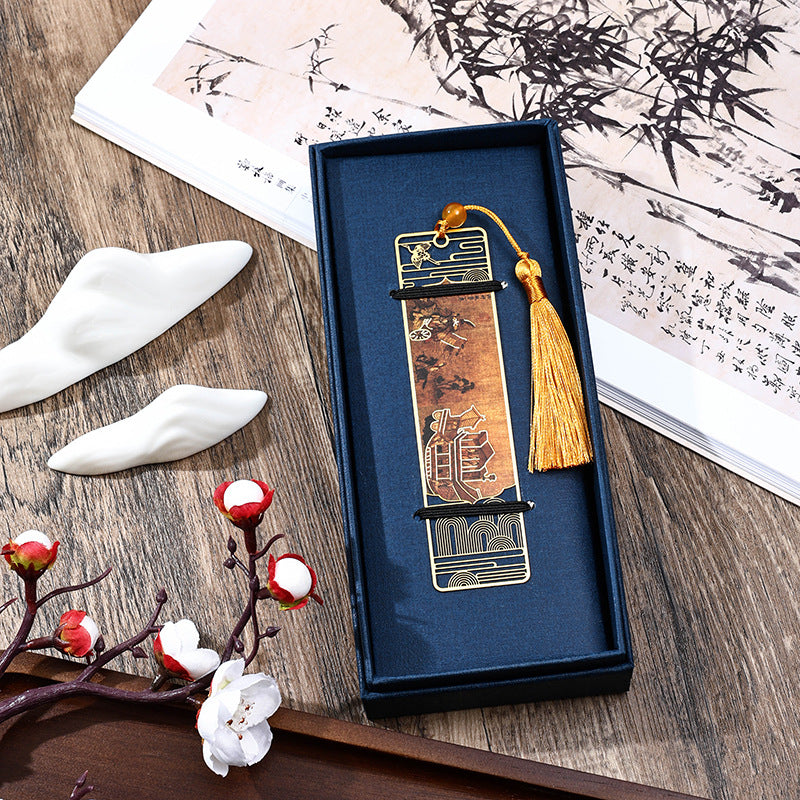 Nimara Ritual A Panorama of Rivers and Mountains Metal Hollow Bookmarks Tassel With Gift Box