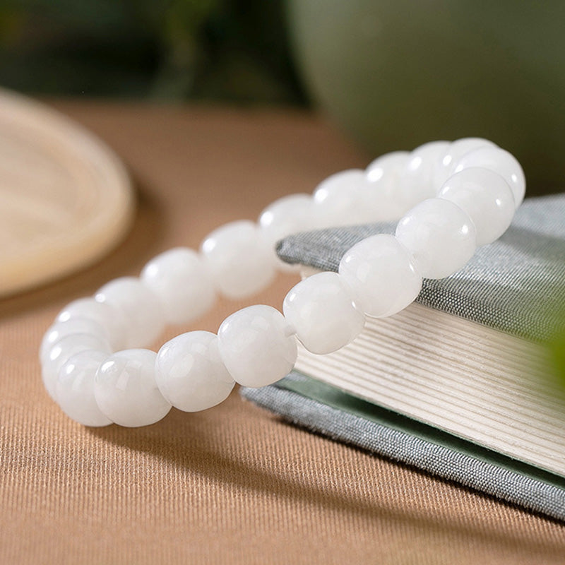 Nimara Ritual Hetian White Jade Happiness Blessing Bracelet