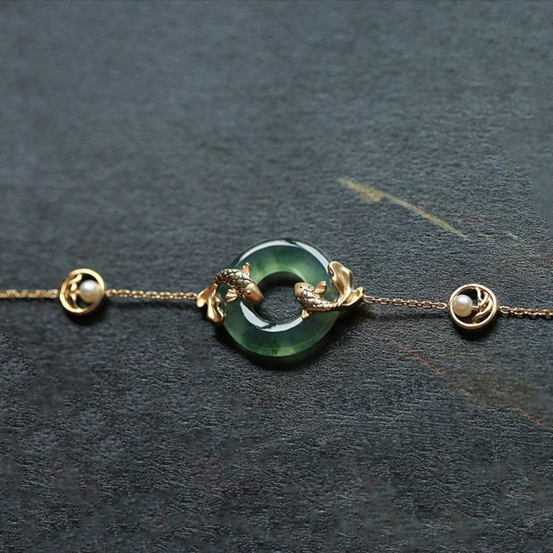 Nimara Ritual Cyan Jade Koi Fish Healing Harmony Bracelet