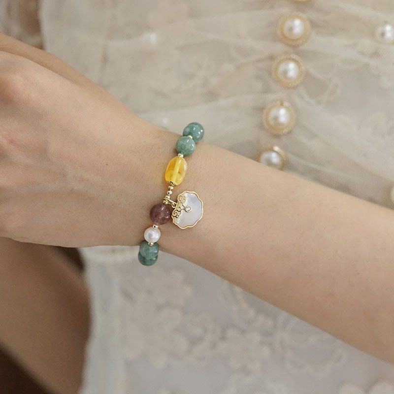 Nimara Ritual Jade Sea shell Ruyi Lock Luck Bracelet