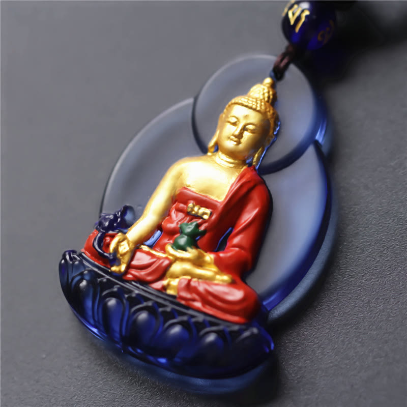 Nimara Ritual Tibet Medicine Buddha Liuli Crystal Compassion Necklace Pendant