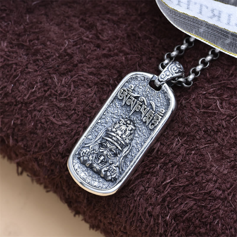 Nimara Ritual 925 Sterling Silver Zakiram Goddess of Wealth Om Mani Padme Hum Peace Necklace Pendant