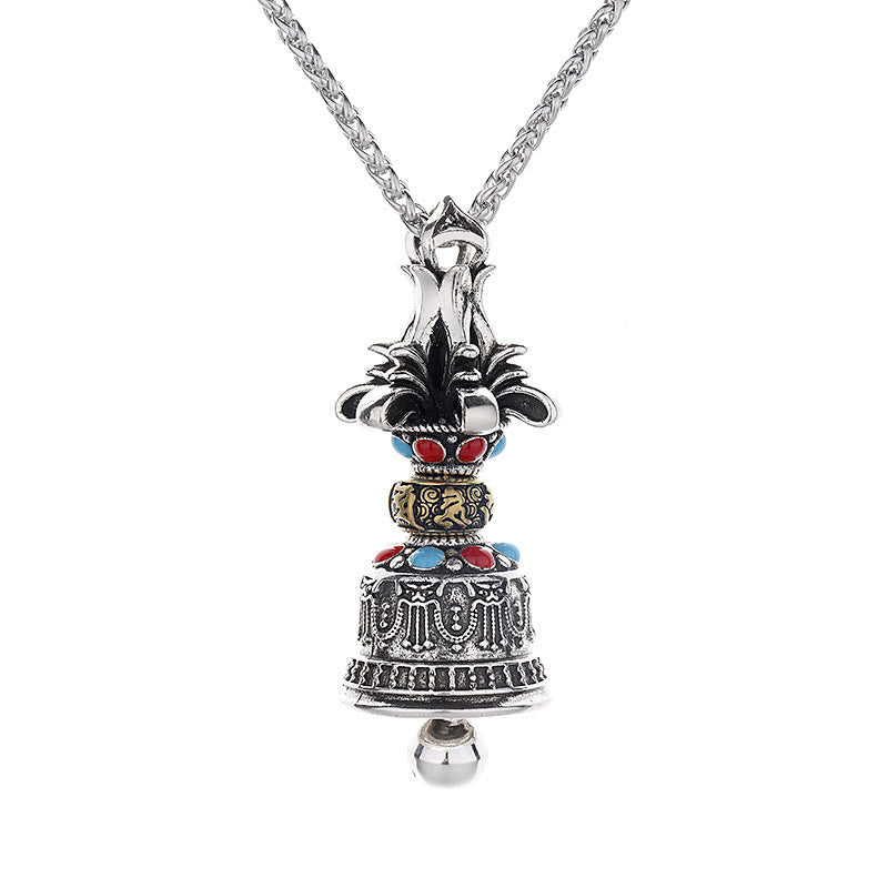 Nimara Ritual Tibetan Om Mani Padme Hum Dorje Vajra Bell Strength Necklace Pendant