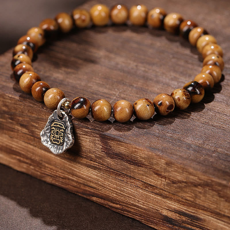 Nimara Ritual 925 Sterling Silver Natural Golden Sea Willow Zakiram Goddess of Wealth Lucky fortune Fu Character Success Bracelet