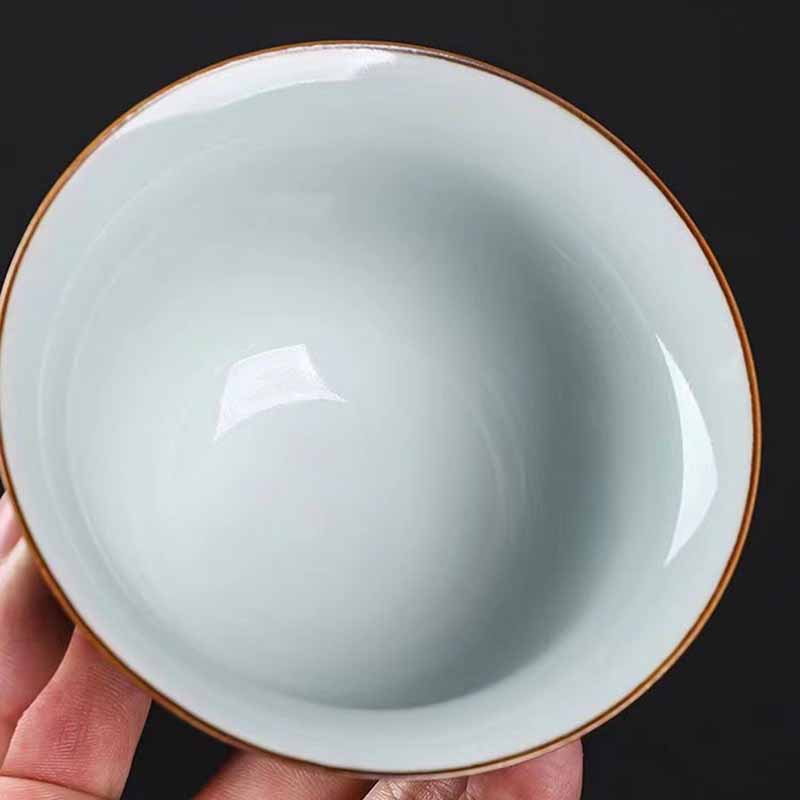 Nimara Ritual Traditional Pine Tree Green Ceramic Gaiwan Sancai Teacup Kung Fu Tea Cup And Saucer With Lid