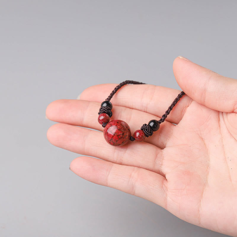 Nimara Ritual Natural Cinnabar Stones Bead Blessing Necklace Pendant