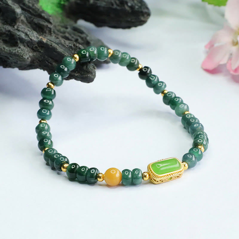 Nimara Ritual Natural Green Jade Topaz Luck Bracelet