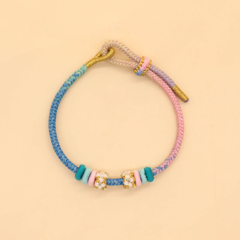 Nimara Ritual Handmade Eight Thread Peace Knot Peach Blossom Knot Luck Rope Braided Bracelet