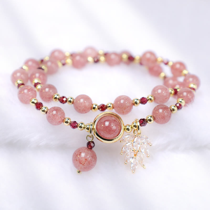 Healing of Love Strawberry Quartz Double Wrap Bracelet