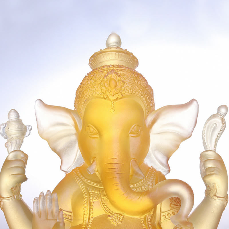 Nimara Ritual Handmade Ganesh Ganpati Elephant Figurine Liuli Crystal Art Piece Protection Statue Home Decoration