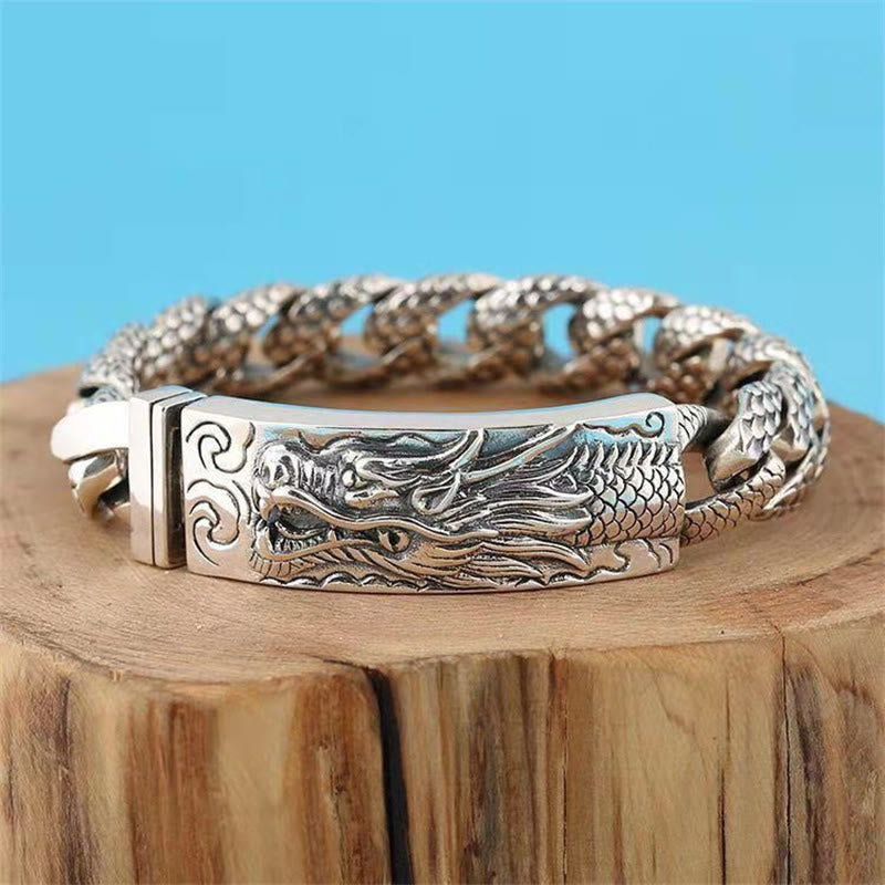Nimara Ritual Retro Dragon Scale Pattern Engraved Protection Bracelet